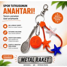 Dinç Spor Metal Raket Detaylı Spor Anahtarlık - 3D Baskı Çanta Aksesuarı - Sporcu Hediyelik Anahtarlık - Unisex