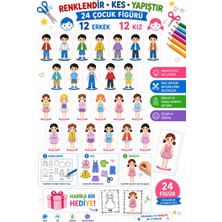 Minipoi Renklendir-Kes-Yapıştır Erkek & Kız Çocuk Kıyafet Etkinliği Makas Etkinliği