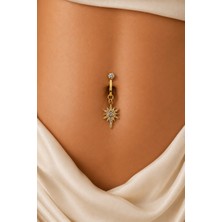 Sacce Scarves & Accessories Mıknatıslı Delik Gerektirmeyen Kutup Yıldızı Figürlü Göbek Piercingi Zirkon Taşlı