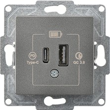 Shopwave Günsan Eqona Füme 2 Çıkışlı USB Şarj Prizi, 20W Type A + Type Cmekanizma