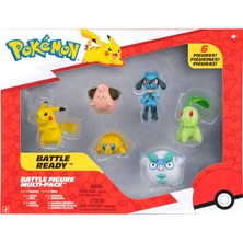 Shopwave Pokémon Savaş Figürü 6'lı Paket - 2 Inçlik Pikachu, Joltik, Galarian Darumaka, Riolu, Chikorita