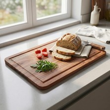 Shopwave Deconox Doğal Akasya Ahşap Doğrama Kesme Tahtası - Kesme Panosu - 40X26X1.5 cm Çok Amaçlı Sunum