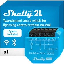 Shopwave Shelly 2l Gen3 Wi-Fi Akıllı Röle Anahtarı, 2 Kanal 700W (Bypass), Nötrsüz, Gömme Montaj, 5W Üstü Yü