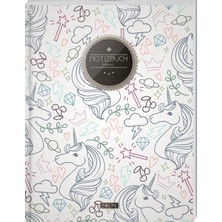 Shopwave Tulpe Blanko Notizbuch A4 „C061 Einhörner“ (140+ Seiten, Softcover, Seitenzahlen, Register,