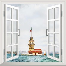 Shopwave Pencere Poster Duvar Kağıdı Kız Kulesi Yapışkanlı Sticker