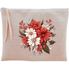 Shopwave Çiçek Baskılı Makyaj Çantası Bej, LH7982368401236123