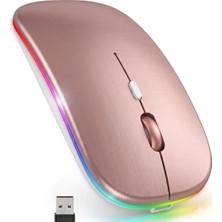 Shopwave Exonix Çift Modlu Rgb Ledli Şarj Edilebilir Sessiz Tıklama Ergonomik Kablosuz Bluetooth Mouse (Rose