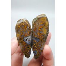 Healcrystal Tangerine Portakalı ve Karamel Kahverengi Dendritik Siyah Deniz Agat
