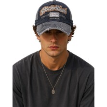 CosmoOutlet Vintage Erkek Baseball Şapka Eskitme Yıkamalı Nakış Detaylı Ayarlanabilir Gri Kep
