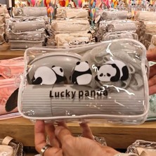 Shopwave Arvale Lucky Panda Seyahat Seti - Şeffaf Organizer Çanta Duş Lifi Sabunluk Tarak