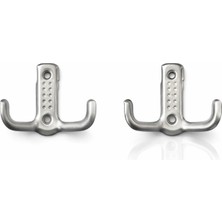 Shopwave Askilik Çift Kancalı Duvar Askısı, Gümüş Rengi, Metal, 2 Adet