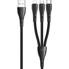 Shopwave Mcdodo CA-6960 3ın1 Lightning-Micro-Type-C Şarj Kablosu 3A 1.2m Siyah