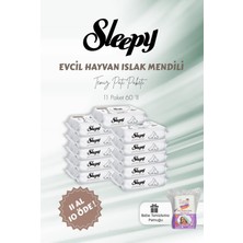 Shopwave Sleepy 11 Al 10 Öde Evcil Hayvan Islak Havlusu 60'lı Bebe Temizleme Pamuğu