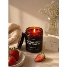 Vmga Çilek ve Mutluluk 200 gr Kırmızı Soya Mum | Amber Cam Kavanozlu El Yapımı Aromaterapi Mumu | Cozy ve Dekoratif Ev Mumu