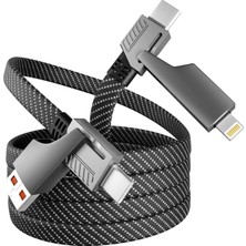 Shopwave 4-In-1 Çok Fonksiyonlu USB Şarj Kablosu, Carplay Android Auto Uyumlu, Örgülü Kablo, Hızlı