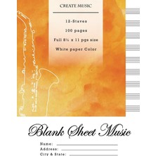 Shopwave Blank Sheet Music: Music Manuscript Paper, Staff Paper, Musicians Notebook 12 STAVES,100 Pages - Or