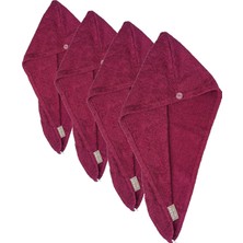 Shopwave Soley | Talya | Extra Yumuşak Pamuklu Saç Havlusu - Bone Bordo (4 Paketi)