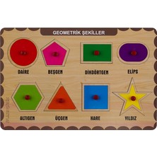 Shopwave Maketçiniz Ahşap Tutmalı Eğitici Yapboz Geometrik Şekiller