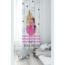 Shopwave Pelangi Beyaz Prensen Unicorn Desenli Dijital Baskı Yıkanabilir Bebek Çocuk Odası Fon Perdesi, P