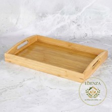 Edenza Bambu Tepsi 33X23 cm Doğal Ahşap Servis Tepsisi Kulplu Kahvaltı Çay Kahve Sunum Tepsisi