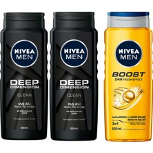 Shopwave Nivea Men Deep Dimension Duş Jeli 500 Ml,3'ü 1 Arada Komple Bakım,vücut, Saç Yüz Için + Nivea Me