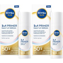 Shopwave Nivea Sun SPF50 Nemlendirici Primer 30ML, Makyaj Bazı, Hyaluron, Antioksidan, Yüksek Güneş Ko