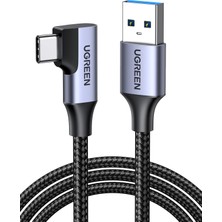 Shopwave Ugreen Type-C USB 3.0 90 Derece Açılı Örgülü Data Şarj Kablosu 1 Metre