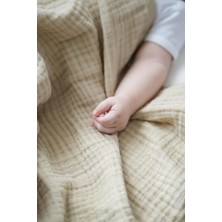 Shopwave Müslin Bebek Kundak Örtüsü 120X120 cm -%100 Pamuk 4 Kat Müslin Bebek Battaniye (Bej)