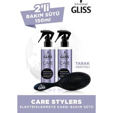 Shopwave Schwarzkopf Gliss Care Stylers Elektriklenmeye Karşı Bakım Sütü, 2X150ML, Saç Fırçası Hediyeli Set