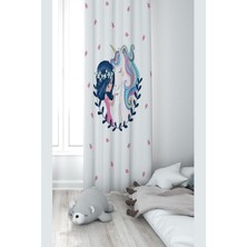 Shopwave Pelangi Beyaz Fon Unicorn Desenli Dijital Baskı Yıkanabilir Bebek Çocuk Odası Fon Perdesi, Beyaz-Ma