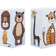 Shopwave Küpss Sevimli Hayvanlar - Iki Parçalı Puzzle - Manyetik 4 Küp - 1 Yaş Ilk Yapboz