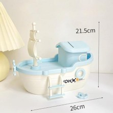 Bg Store Çocuklar Için Gemi Şeklinde Kumbara, Eğitici Para Biriktirme Oyuncağı, Dekoratif Kumbara, Dayanıklı Plastik Tasarım (Mavi)