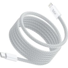 Shopwave Bix T4CL-WT 1 Metre Beyaz 27W Type C To Lightning Şarj Kablosu, Manyetik Tasarımlı Örgülü Hızlı Şar