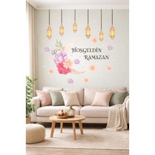 Sticker Hoş Geldin Ramazan Dekorlu Ahşap Kapı Süsü, Ramazan Süsleri, Ramazan Tavan Süsü Ramazan Dekorasyon
