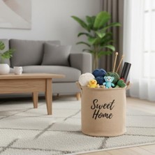 "" Yuvarlak Jüt Düzenleyici Sepet (Çap 32CM, Yükseklik 36CM) – Krem Renk Katlanabilir Kumaş Kulplu Organizer | Büyük Boy Oyuncak, Çamaşır, Battaniye ve Ev Tekstili Sepeti