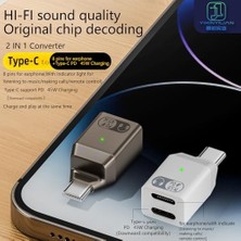 Type C To Type C ve Lightning 45W Hızlı Şarj Kulaklık Dönüştürücü Otgcl