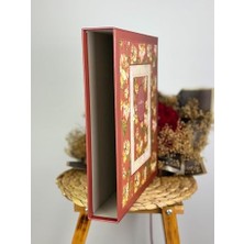 10X15CM 500 Fotoğraf Kapasiteli Kutulu Çiçek Desenli Lüks Ofset Fotoğraf Albümü (Bordo)