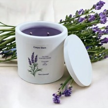 Tiem CONCEPT%100 Doğal Soya Mumu - 220G Lavanta Kokulu Dekoratif Beton Saksılı Kokulu Mum - Kapaklı ve El Yapımı Modern Tasarım - Vegan, Parafinsiz Saf Soya Wax (Beyaz)