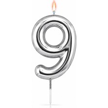 Süsle Bebek ve Parti 9 Rakam Mum Gümüş - 10 cm