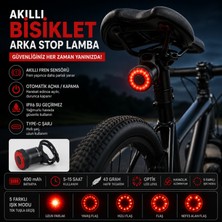 Triline Akıllı Bisiklet Kuyruk Lambası Fren Sensörlü Type-C Şarjlı Ipx6 Su Geçirmez LED Arka Stop Işığı