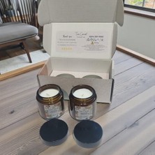 Kokulu Mum 2'li Set - Soya Mum Hediye Seti, Sandalağacı ve Okyanus Aromalı Amber Kavanoz Mumlar -%100 Doğal Soya Wax, Özel Tasarım Kutulu