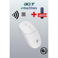 Acer Emachines Sessiz Kablosuz Mouse – USB Alıcılı, Pil Hediyeli, Ev ve Ofis Için – EAM080 Beyaz