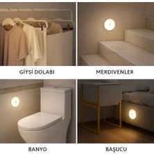 6'lı Set Hareket Sensörlü Gece Lambası – USB Şarjlı 4000K Gün Işığı LED – Duvar, Dolap, Merdiven, Başucu Için Akıllı Işık