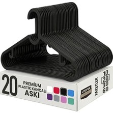 20 Adet Slim Plastik Elbise Askısı, Gardrop Için Alan Tasarruflu Pantolon Gömlek Ceket Etek Askısı, Kıyafet Askısı, 38.5 cm x 18 cm (20, Siyah)