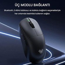 Aula V9 Pro 26000 Dpı PAW3395 Sensör 8000Hz Tri-Mode Kablosuz Oyuncu Mouse Rgb Omron Switch Lightweight E-Spor Gaming Mouse Siyah