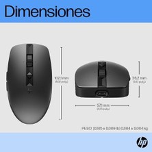 Hp 710 Fare | Usb-C Üzerinden Şarj Edilebilir | 6 Tuşlu | 3.000 Dpı | Sessiz | 90 Güne Kadar Pil Ömrü | 2,4 Ghz Dongle Veya Bluetooth | 84 G | Siyah