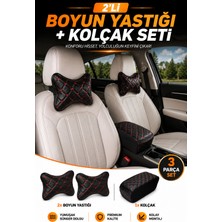 Ecarteks Sünger Kolçak ve Boyun Yastığı Seti – Kapitone Dikişli Siyah Universal Oto Aksesuar