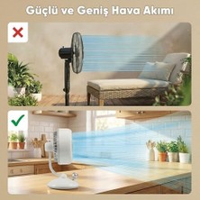 Juo Q3 120° Salınımlı 3 Kademeli LED Işıklı Şarjlı Masaüstü Fan Vantilatör Retro Bej