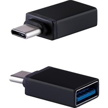Type-C To USB 3.1 Otg Dönüştürücü Adaptör - 5gbps Yüksek Hızlı Veri Transferi, iPhone 15/16/17, Macbook, iPad ve Android ile Uyumlu Metal Kasa Çevirici - Siyah