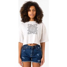 Pokemon Relic Fragment Beyaz Kırçıllı Kadın Crop Tshirt